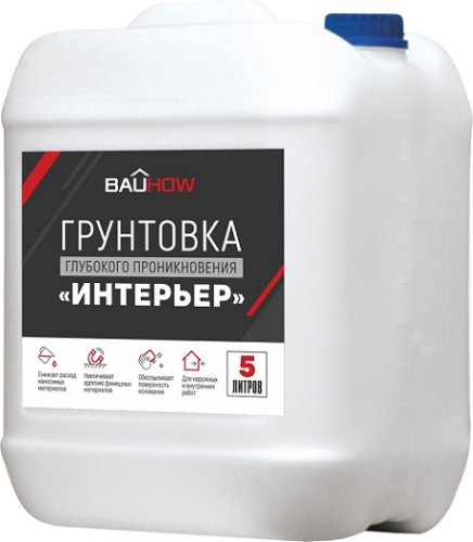 Грунтовка глубокого проникновения Интерьер BAUHOW всесезонная 5л